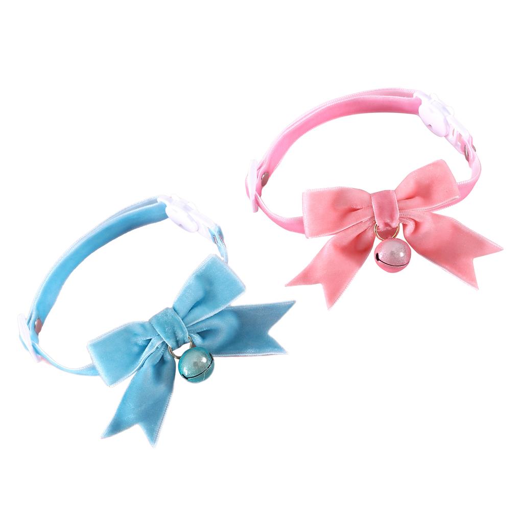 Рождественский кошачий ошейник Регулируемый ошейник для собак с колокольчиками Бархатный ошейник для котят Костюм для кошек для фестиваля Бабочка для питомца для вечеринки 2 шт.