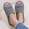 Comwarm Women Memory Foam Slippers Unisex Cotton Flat Slippers Open Toe House Slippers Breathable Soft Bottom Bedroom Shoes