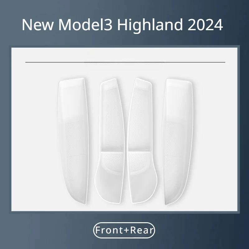 Для Tesla Model 3 Highland 2025 Коробка для хранения на боковой двери автомобиля Передняя Задняя Сторона TPE Органайзер-лоток для хранения на двери Аксессуары для интерьера