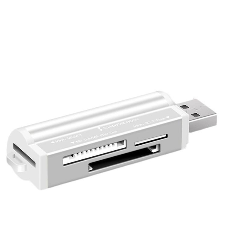 Компактный алюминиевый USB 2.0 кард-ридер (4-в-1)