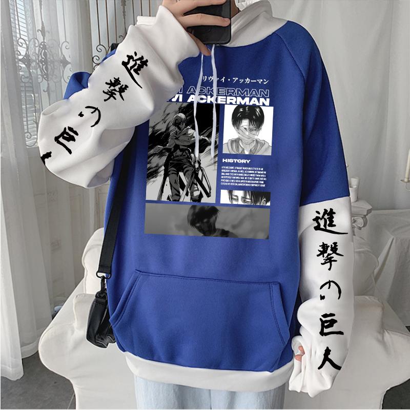 Атака титанов аниме одежда герой Леви Аккерман принтованный капюшон мужчины женщины большие толстовки повседневная толстовка Harajuku пуловер