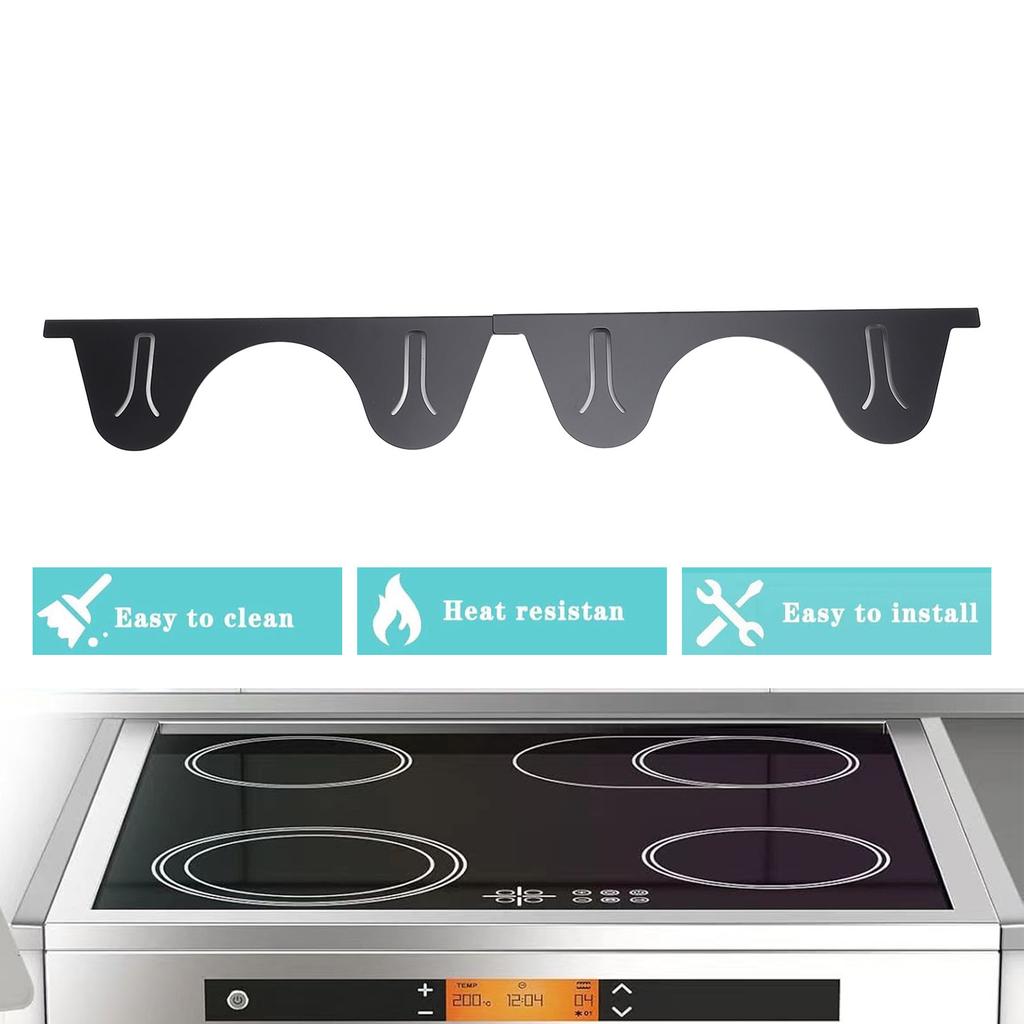 2 пары крышек для зазоров плиты из нержавеющей стали, наполнитель для зазоров плиты, комплект накладок для плиты, защита от зазоров плиты, термостойкая, регулируемая длина 35-70 см, черная