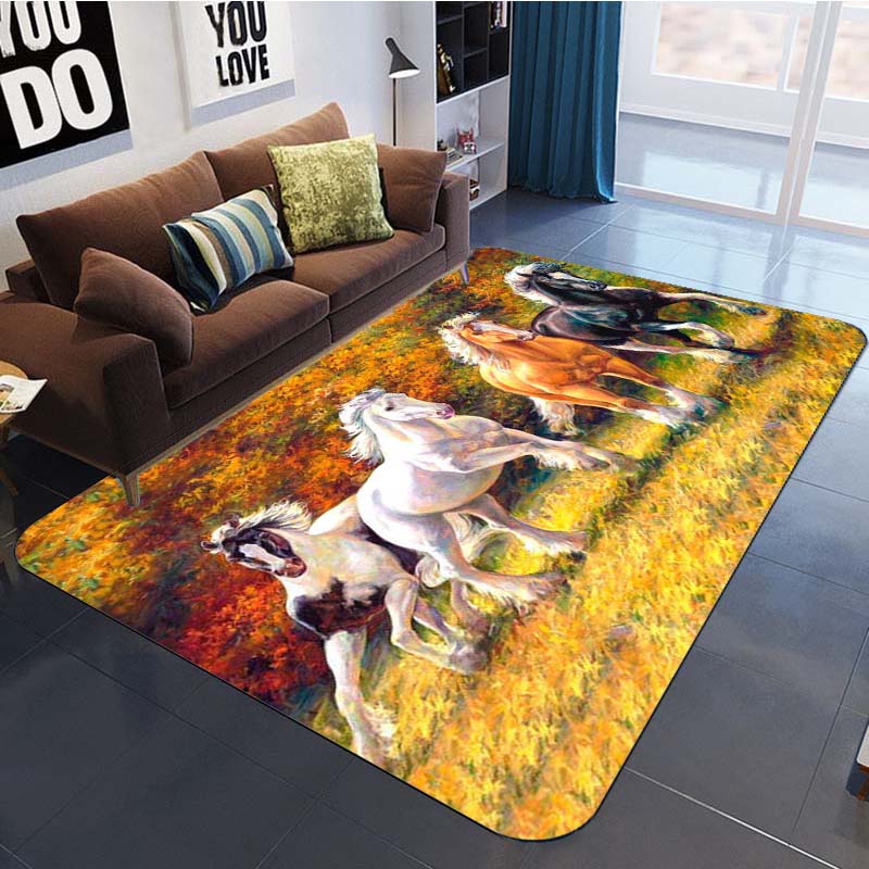 3D живой ковер с лошадью, нескользящий ковер, коврик для комнаты, прямоугольный коврик для кухни, салона, ковер для лошадей, стадо, ковер с животными, лучший ковер