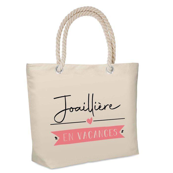 Sac de plage - PLANETEE - Isotherme Joaillière en Vacances - Coton - Beige - Imprimé en France
