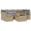 7-piece Garden Sofa Set with Beige Cushions Poly Rattan, 2-seater Garden Sofa with Storage and Beige Cushions 3357493