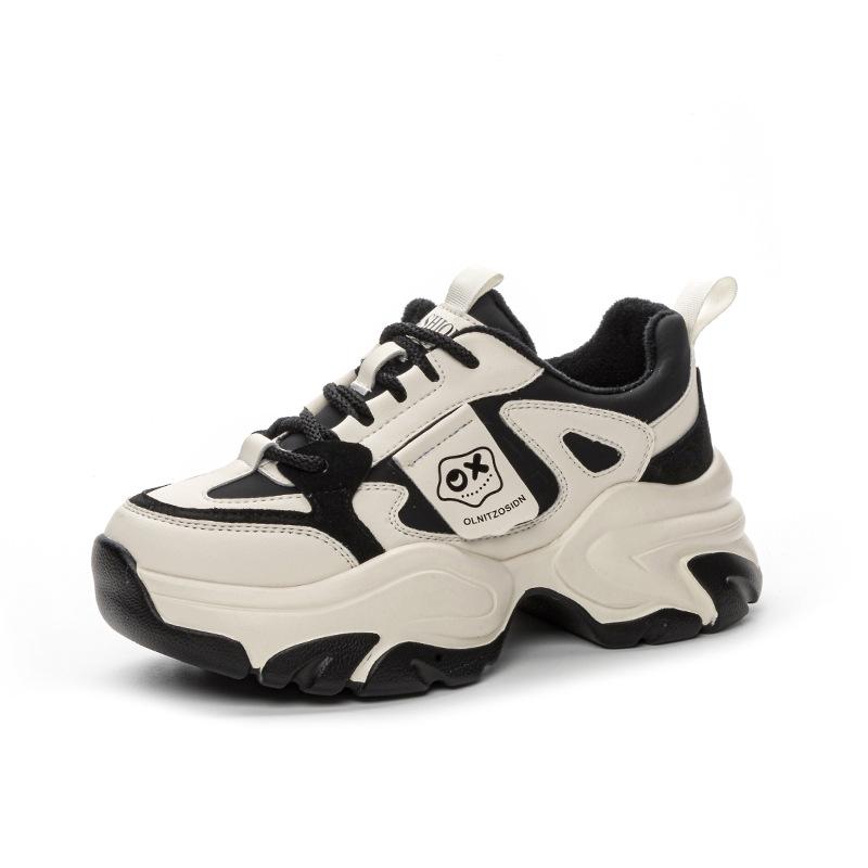 Модные женские туфли для пап из натуральной кожи на толстой подошве 2024 года — модный и спортивный универсальный стиль