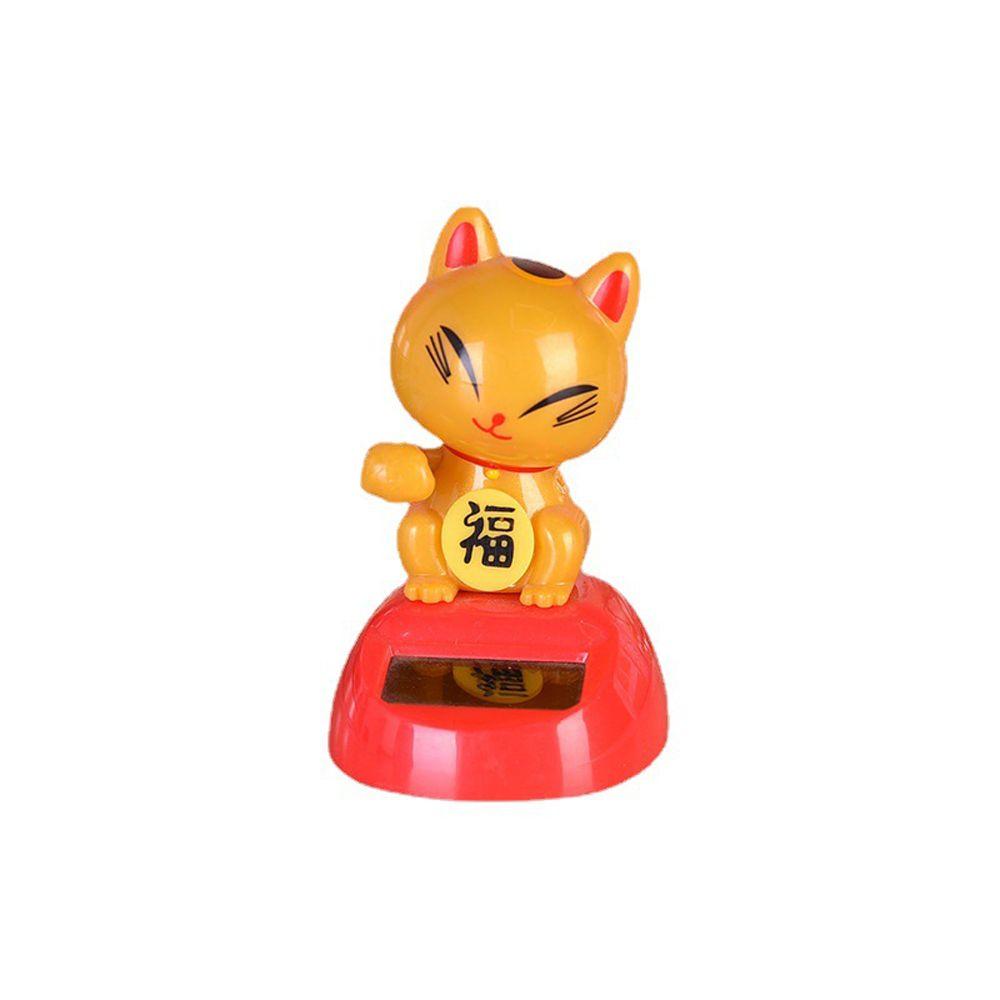 Car Ornament Shaking Head Swing Doll Dancing Lucky Cat Figure Solar Toys Lucky Cat Model Toys