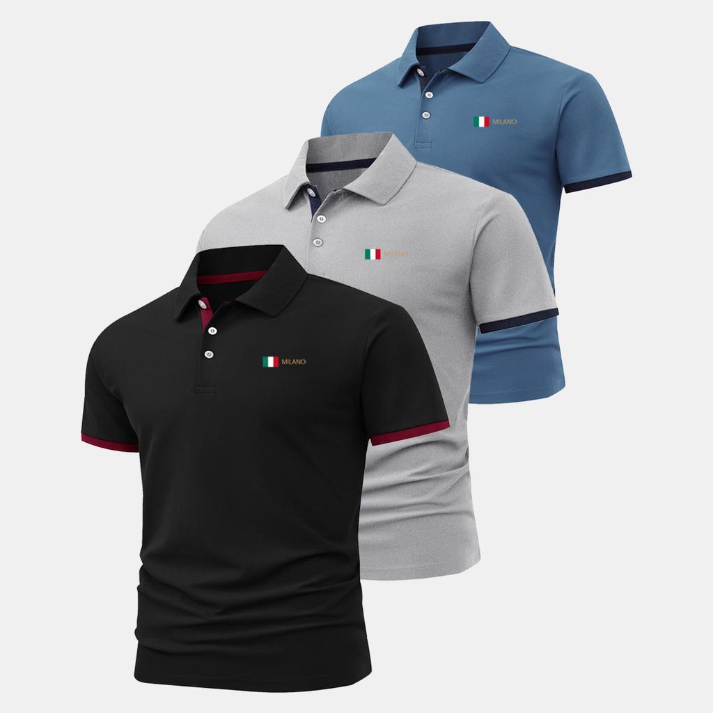 3Pack Polo shirts, 3button stand-up collar, 2tone cuffs, soft, lightweight, moisture-wicking, and breathable golf apparel
