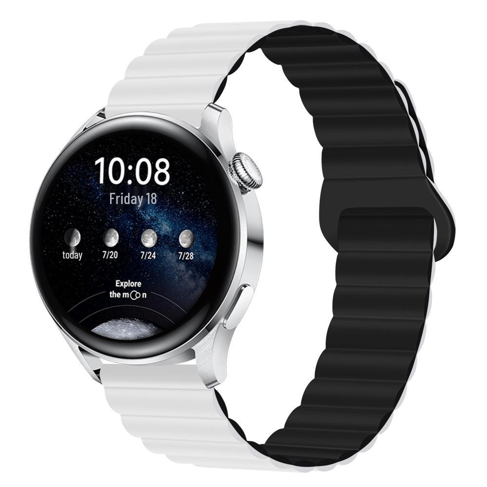 Двухцветный силиконовый магнитный ремешок для часов Huawei GT3/4/GT5 и Samsung Watch4 Pro (20 / 22мм)