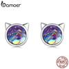 BAMOER 925 Sterling Silver Resin Oxidized Colored Fish Scale Love Earrings for Women Fine Jewelry