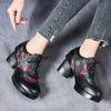 Fashion GKTINOO 2025 Autumn Winter New Retro Printed High Heels Genuine Leather Pumps Mixed Colors Flower Lace-up Women's Shoes