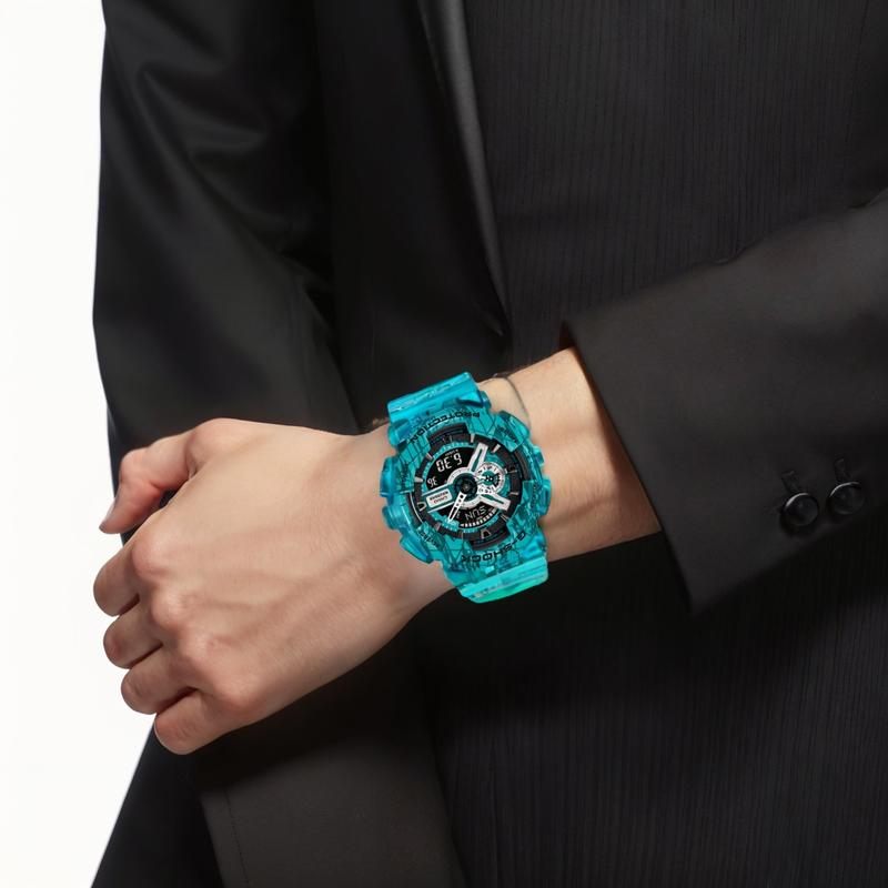 Casio Серия с двойным дисплеем LCD/стрелочным, серия с темой «УЗОРЫ SLASH», полностью автоматический календарь, ударопрочные, противомагнитные и водонепроницаемые спортивные часы GA-110SL-3