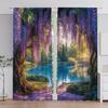 2pcs Painting of Wisteria Flowers Printed Curtain for Home Decor - Rod Pocket Window Treatment for Bedroom, Office, Kitchen