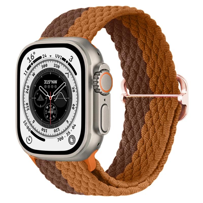 Нейлоновый ремешок для Apple Watch Band 10 9 8 7 45мм 41мм 42мм 46мм Ultra 49мм Дышащий Регулируемый Браслет iWatch 6 5 4 SE2 Пояс