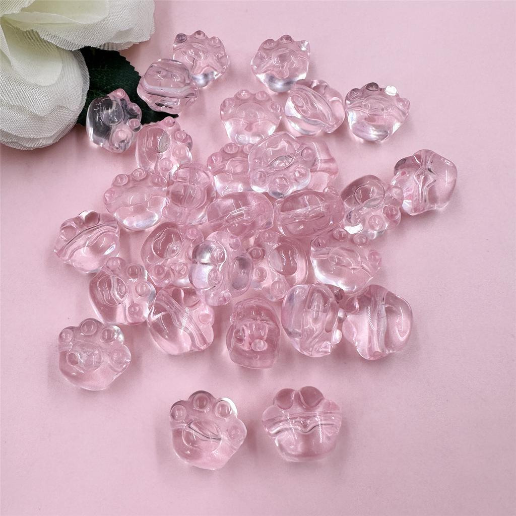 Home Party Supplies Jewelry Crystal Bear Paw Straight Gole Cartoon 30PCS/Bag Beaded Children's Bracelet DIY Transparent Pendant 18 * 17mm