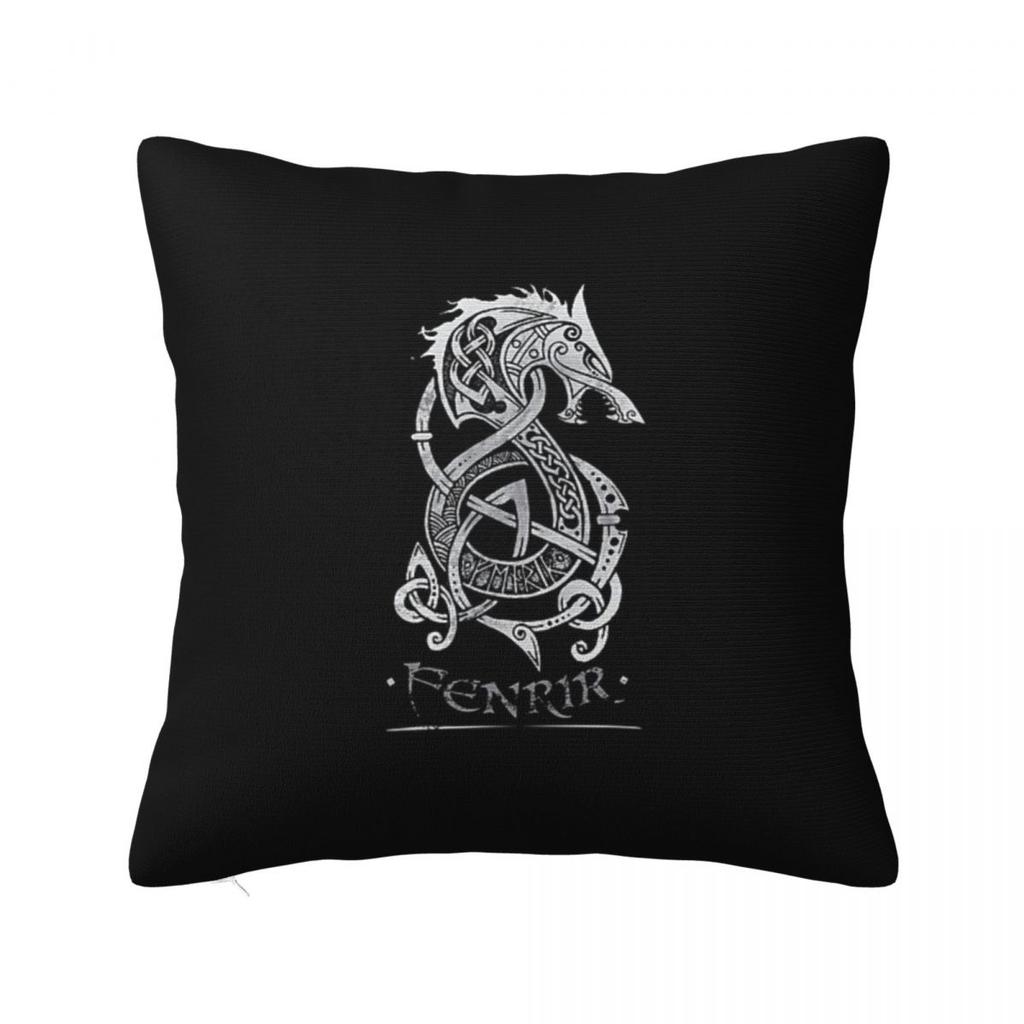 Наволочка для подушки в форме квадрата с изображением Локи, сына Фенрира и викингов, для домашнего дивана и гостиной.