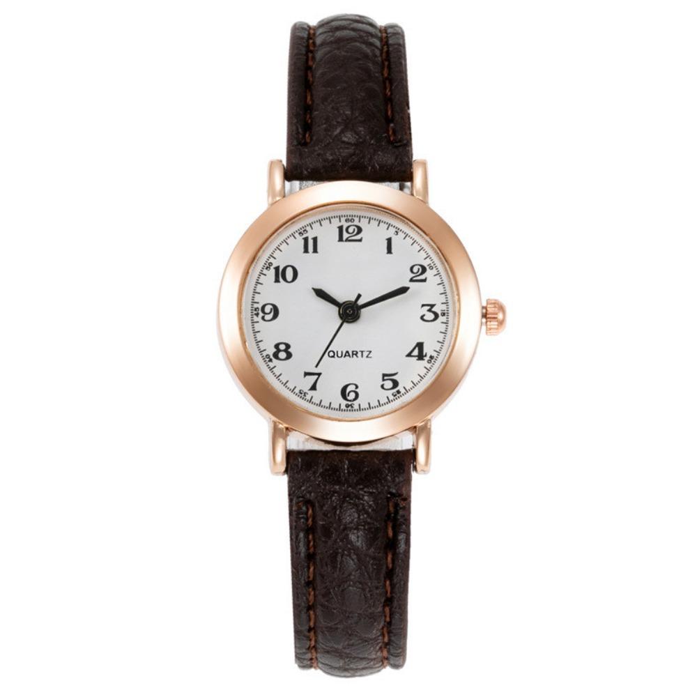 Fashion Soft Leather Strap Student Wristwatch Elegant Round Dial Wrist Watch Adjustable Quartz Clock For Men and Women
