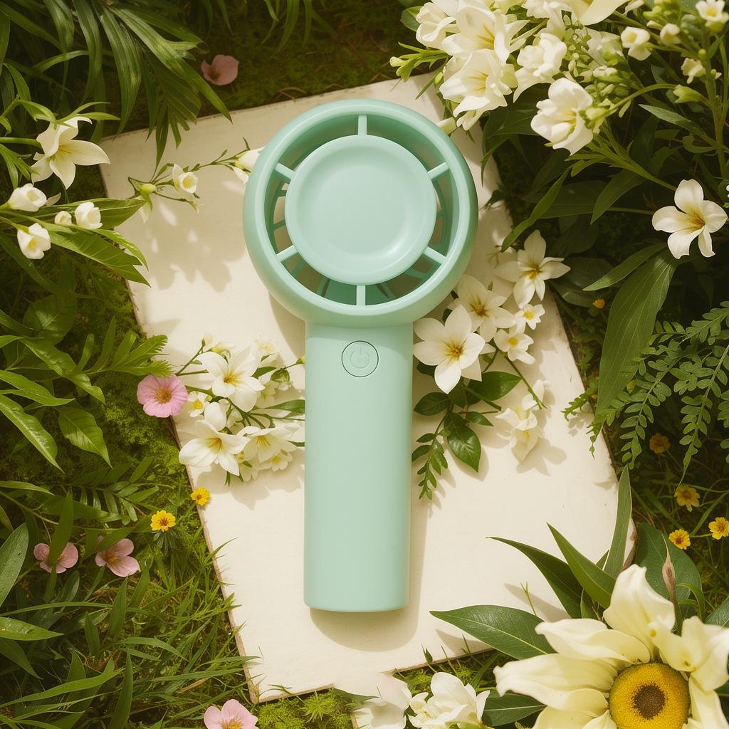 Portable Cartoon Fan: USB Rechargeable Silent Mini Fan with Phone Holder & Strong Wind Power