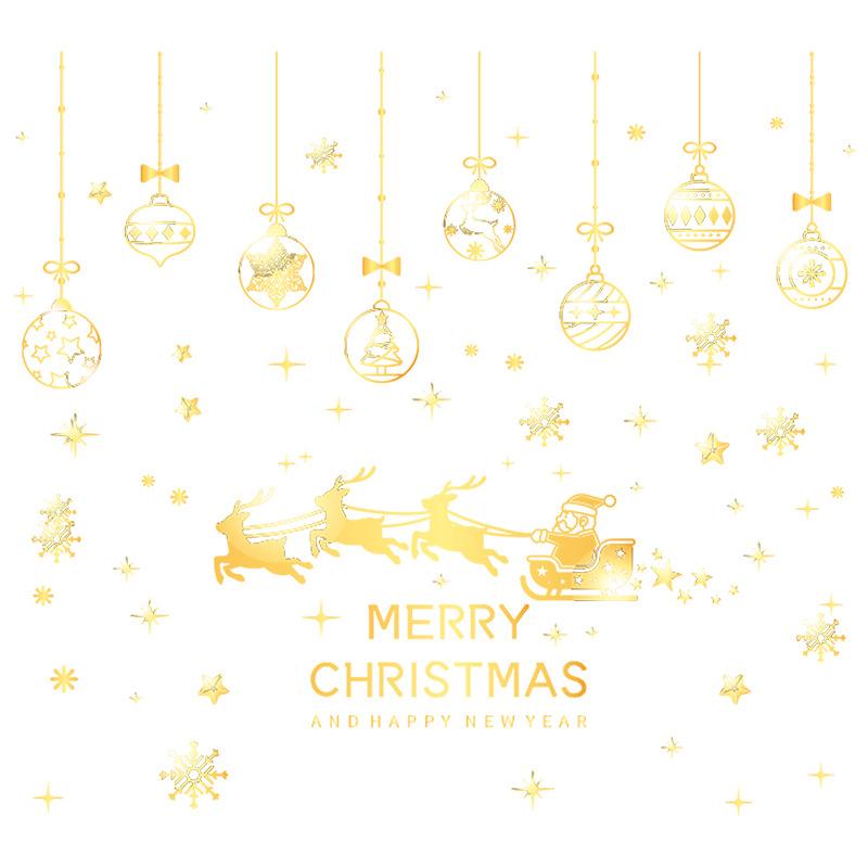 Новогодние оконные сани с оленем и Санта-Клаусом, великолепные рождественские шары, спиральные ленты, настенные наклейки, наклейки на окна для домашнего праздничного декора