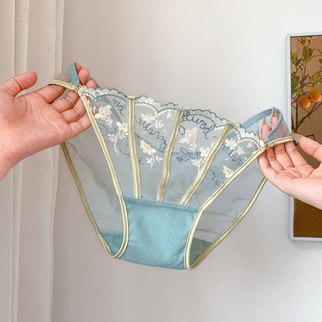 French Court Embroidery Lace Women's Underwear Breathable Sexy Comfortable Soft Mesh Quick Drying Triangle Pants Low Waist Embroidery