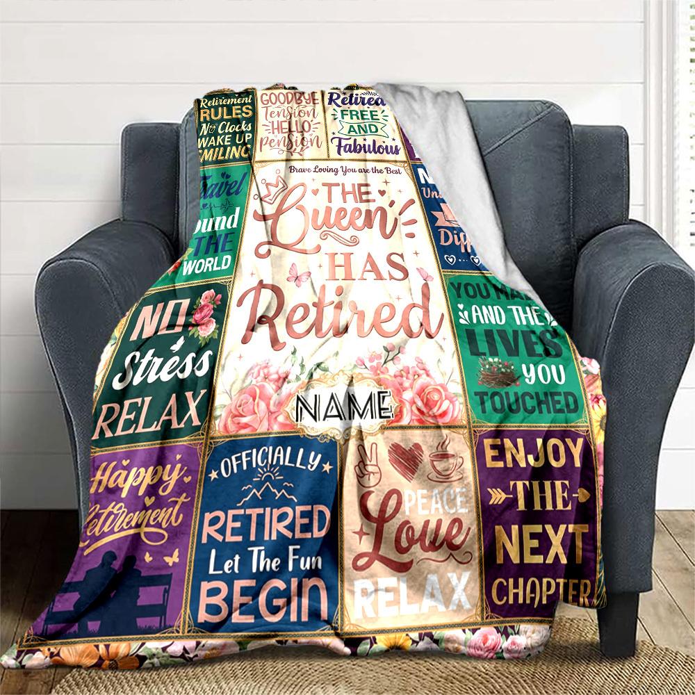 Retirement Celebration Quotescustomize Your Name Blanket Soft And Comfortable It'S The Perfect Gift For Family Friends Or Loved Ones Suitable For All