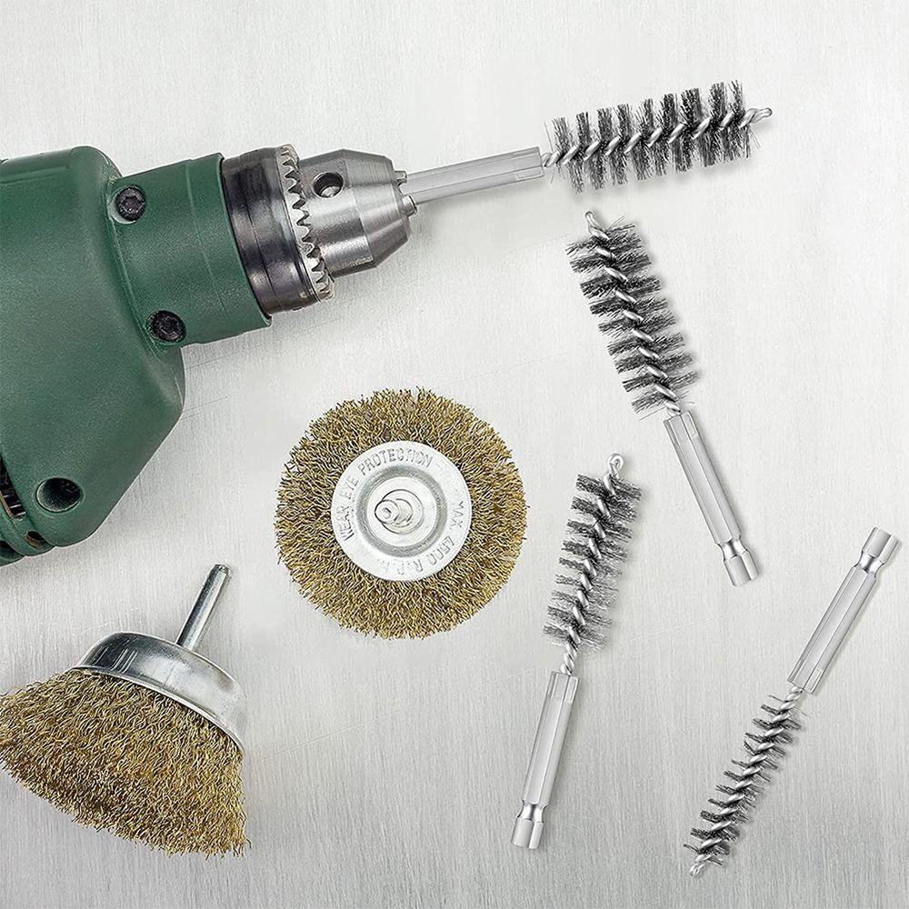 6шт разных размеров щетины проволочная щетка щетка для очистки отверстий набор щеток ржавчина, очистка труб