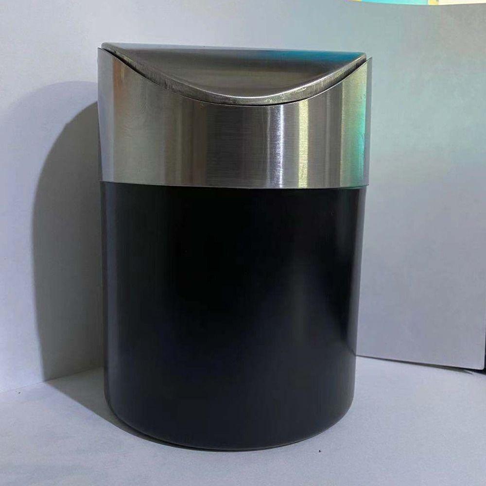Нержавеющая сталь Мини-откидной мусорный контейнер Пылезащитный настольный мусорный контейнер для украшения дома