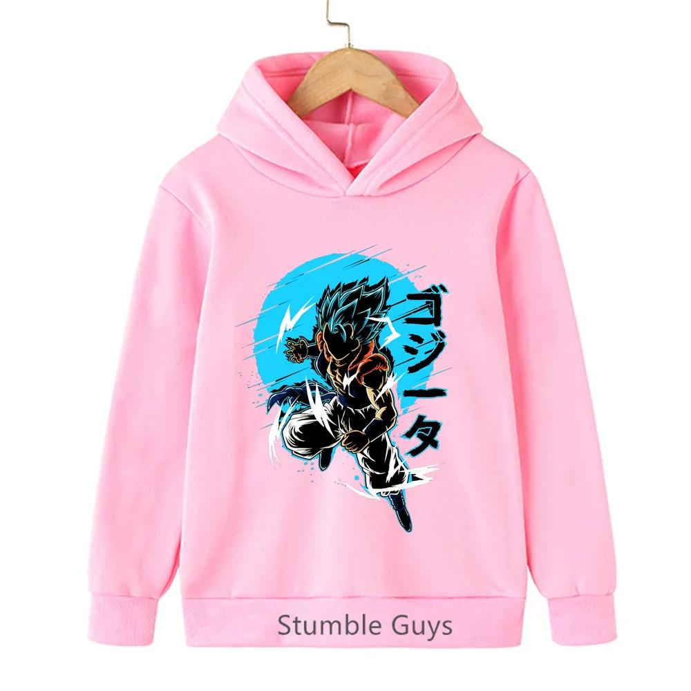 Dragon Ball Gogeta Super Saiyan Japanese Print Hoodie Kids Boys Girls Pullover Hooded Sweatshirt Anime Children Streetwear Tops