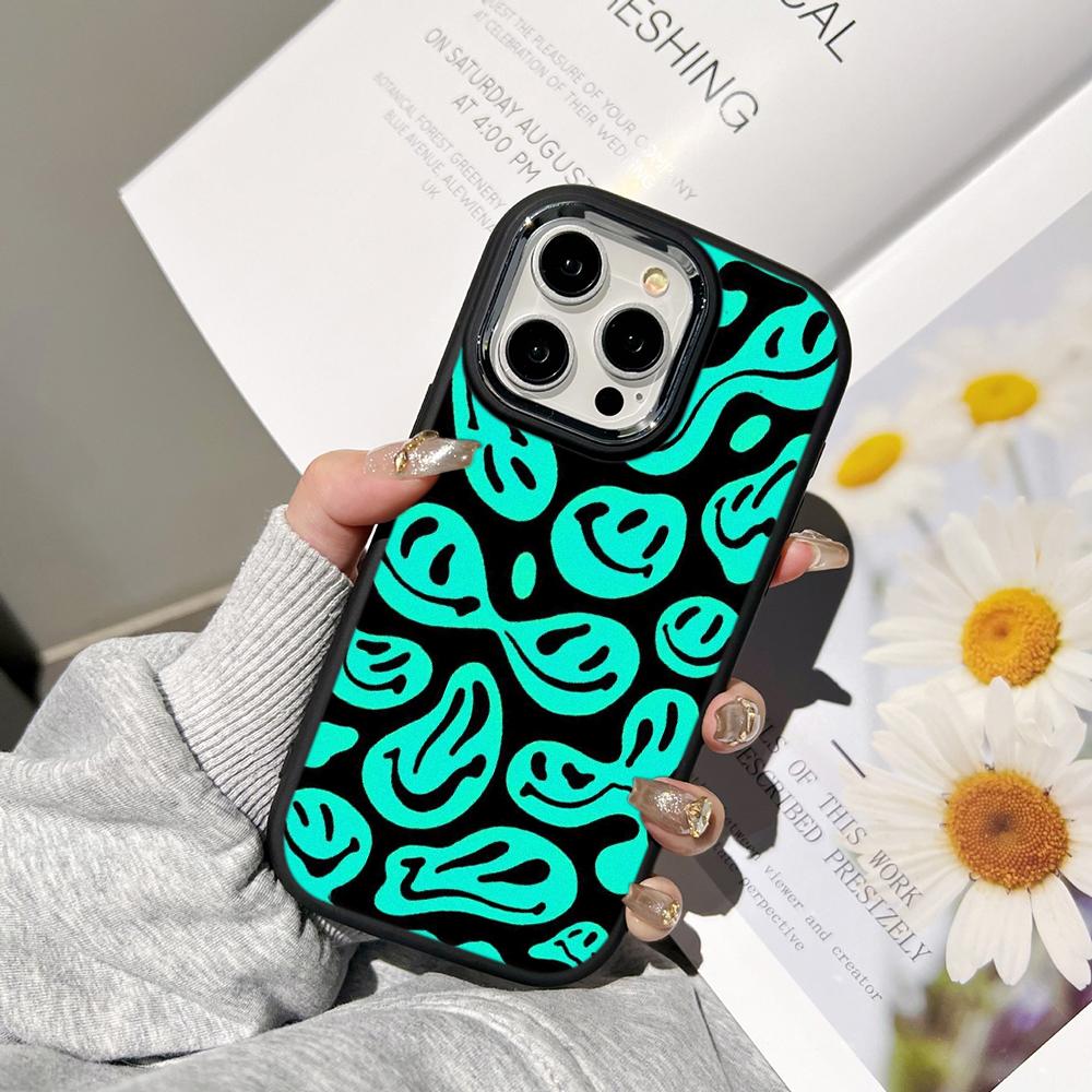 Чехлы для телефонов Ae88 Lovely Smiley Art для Samsung A13 A32 A53 A04e A54 S23 S24 Ultra Infinix Hot 40i Huawei P30 Pro, металлическая защитная задняя крышка для камеры