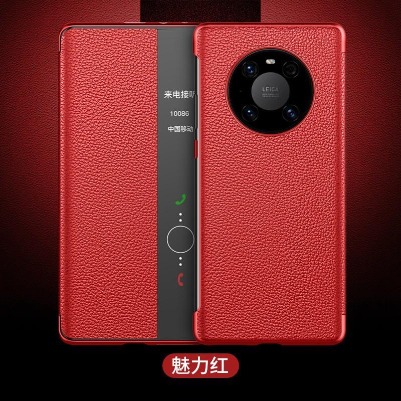 Genuine Leather Flip Case With Smart Window Mate 40 Pro P40 30 Series Business Style