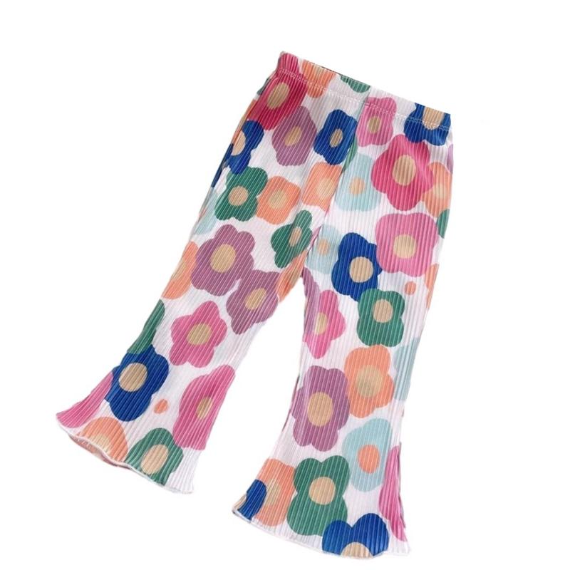 Расклешенные брюки для девочек, детские принтованные брюки, летние детские тонкие брюки с защитой от комаров