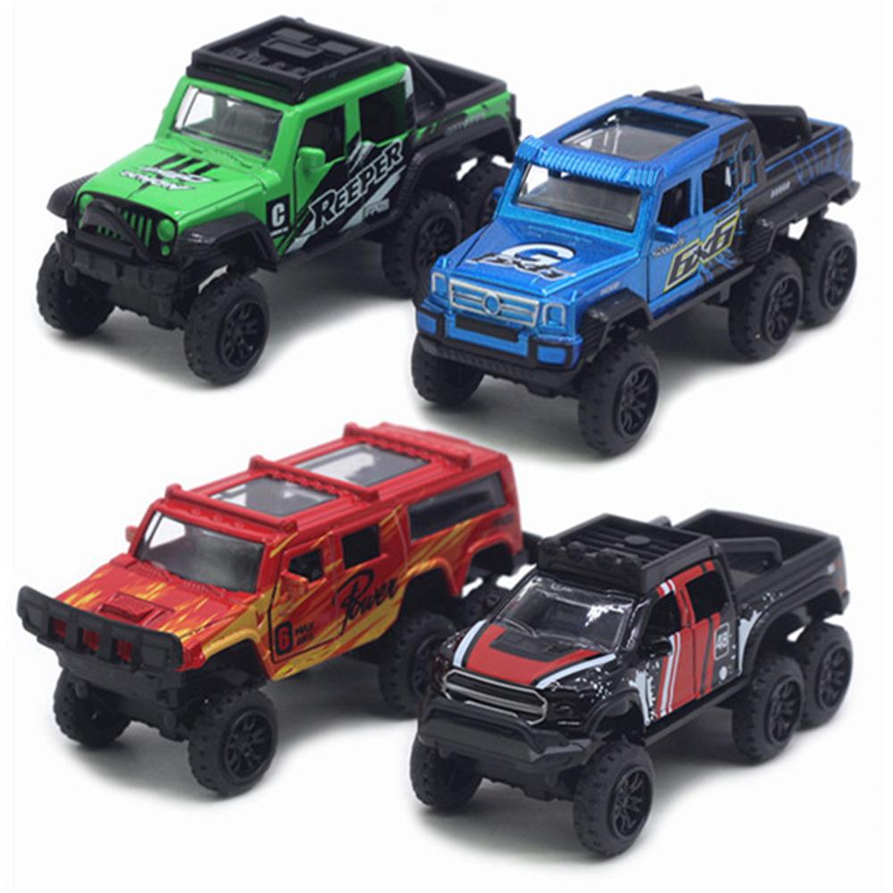 1/50 литые под давлением игрушечные грузовики 6X6, 4 шт., игрушечные машинки с откатным механизмом, открывающиеся двери, внедорожные автомобили, игрушки, подарок на день рождения для мальчиков и малышей