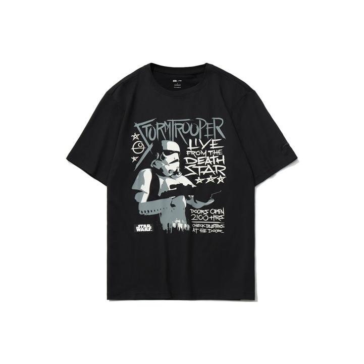 Li Ning X Star Wars Collaboration спортивная повседневная футболка с круглым вырезом и коротким рукавом мужская футболка черная AHSR335-2