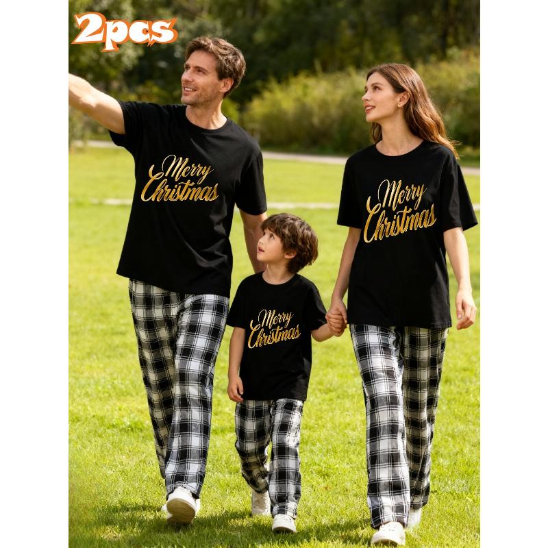 2026 Family Set, Short Sleeve Shirts & Gingham Pants, Soft Daily