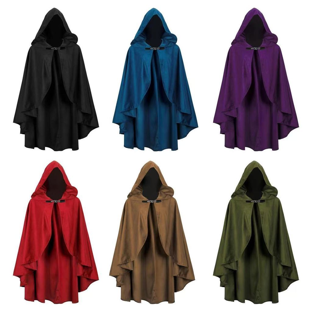 Medieval Velvet Cloak With Hood For Halloween Cosplay And Fantasy Role Play