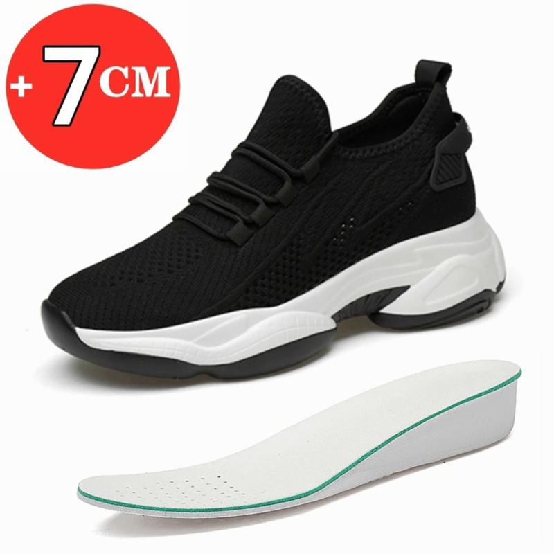 Summer Breathable Sneakers Men Elevator Shoes Height Increase Shoes for Men Casual Insole 7cm Sport Shoes Man Shoes Taller Shoes