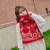 Новогодний рождественский подарок красный двусторонний вязаный шарф женский корейская атмосфера зимний теплый универсальный шарф для пары