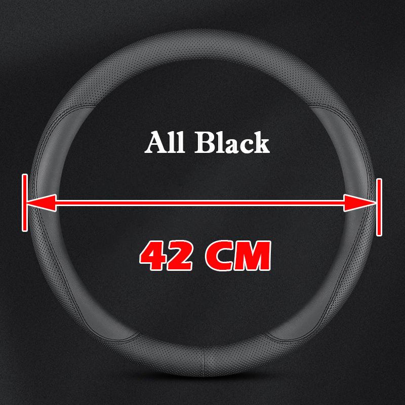 For Truck Van Bus Universal Fit 38-50CM Suede Leather Steering Wheel Cover Non-Slip Breathable Long Distance Driving Interior