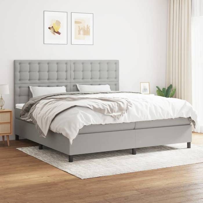 Maison Exclusive - Sommier à lattes de lit avec matelas Gris clair 200x200cm Tissu