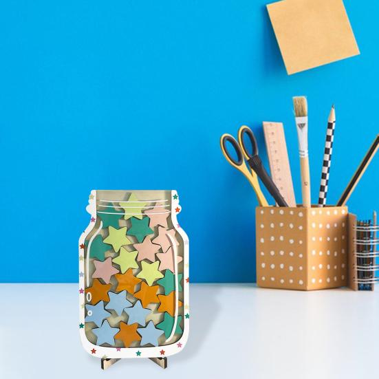 Деревянная банка для наград с 25 цветными звездами. Подставка для детей и студентов. Достижение позитивного поведения.