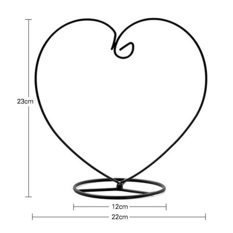 Black Heart-Shaped Iron Hanging Plant Glass Vase Terrarium Stand Holder