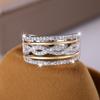 Роскошные многослойные широкие кольца золотого и серебряного цвета для женщин, блестящее белое циркониевое обручальное кольцо, свадебное ювелирное украшение, подарок