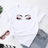 (Asian Size) Women Print Tee Top Eye Lashes Trend Lovely Cute 90s Fashion T Shirt Woman Female Clothing Short Sleeve Graphic T-shirts