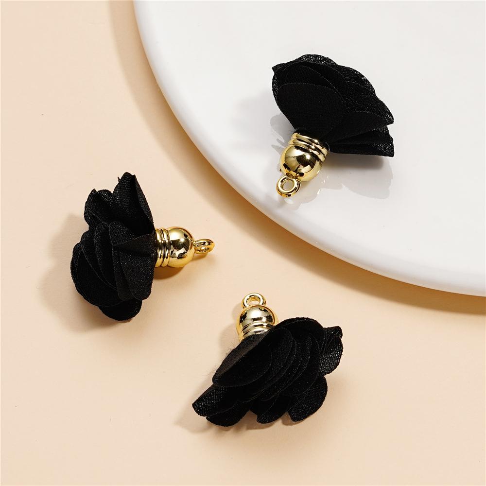10Pcs/Lot Fabric Flower Tassel Pendants for Jewelry Making for DIY Bracelet Earrings Keychain Tassel Jewelry Making Accessories