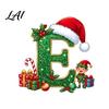 Acrylic Initial Ornament for Xmas Personalized with Santa Christmas 26 Alphabet Hat Elf Design Holiday Tree Hanging Decor Mantel And Party