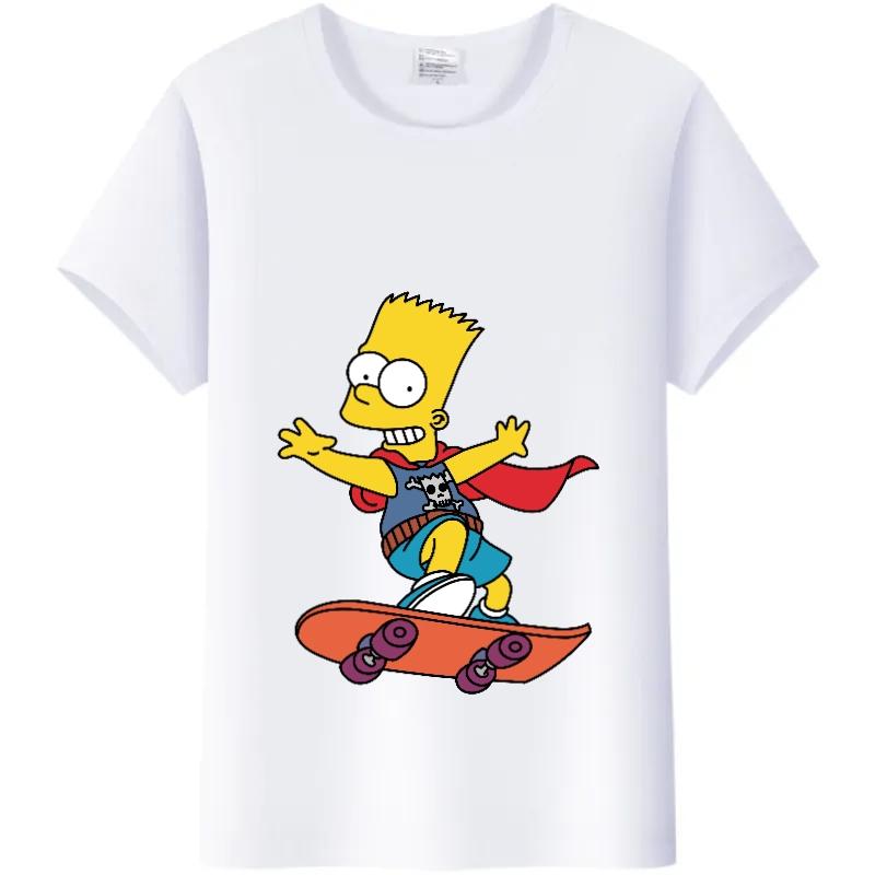 Casual Unisex Cartoon Simpson Harajuku T-shirt Summer Blouses White Tees Tops Short Sleeve Blouses 90S Tshirt