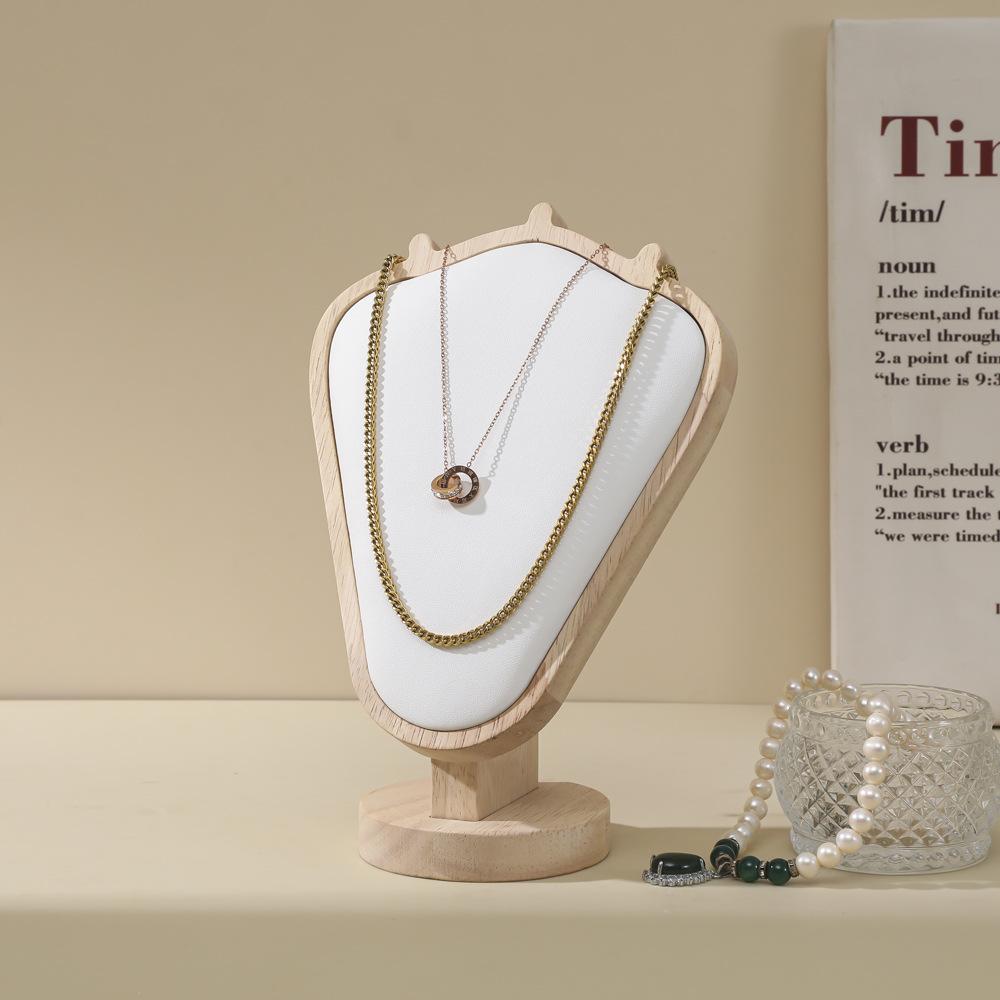 Mannequin Wooden Velvet Necklace Pendant Chain Jewelry Bust Neck Display Stand Holder Mannequin Necklace Pendant Window Display