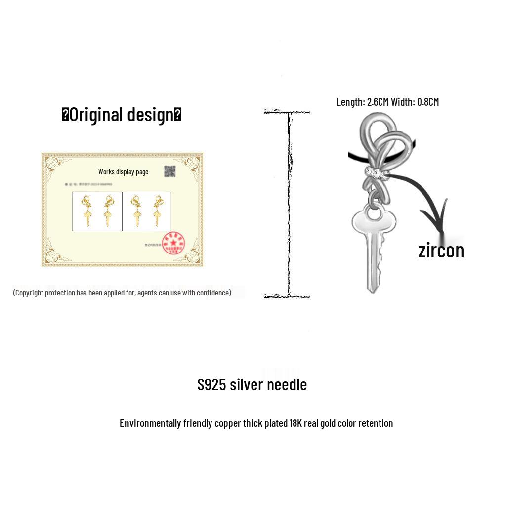 Матовые пескоструйные серьги из 18-каратного золота с узлом-канатом и цирконами