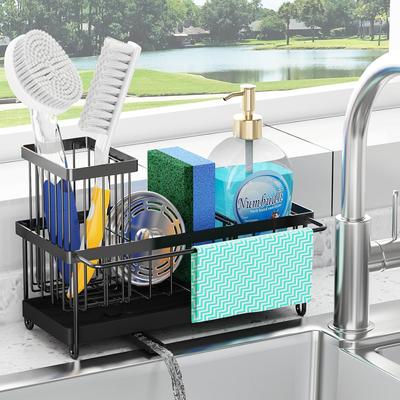 Полка для раковины Самодренажная Подставка для раковины из нержавеющей стали Сушилка для посуды Мыльница Держатель для губки для мытья посуды Сушилка для кухонной раковины Органайзер