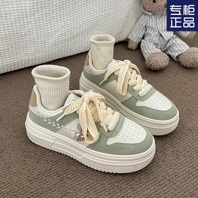 2025 весна новые туфли для досок повседневная платформа кампус мода тренд универсальная ниша пшеничные колосы студенты белые туфли дети